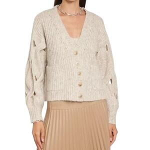 Jonathan Simkhai Reagan Alpaca Wool Blend Chunky Cardigan Sweater Brown Size XS